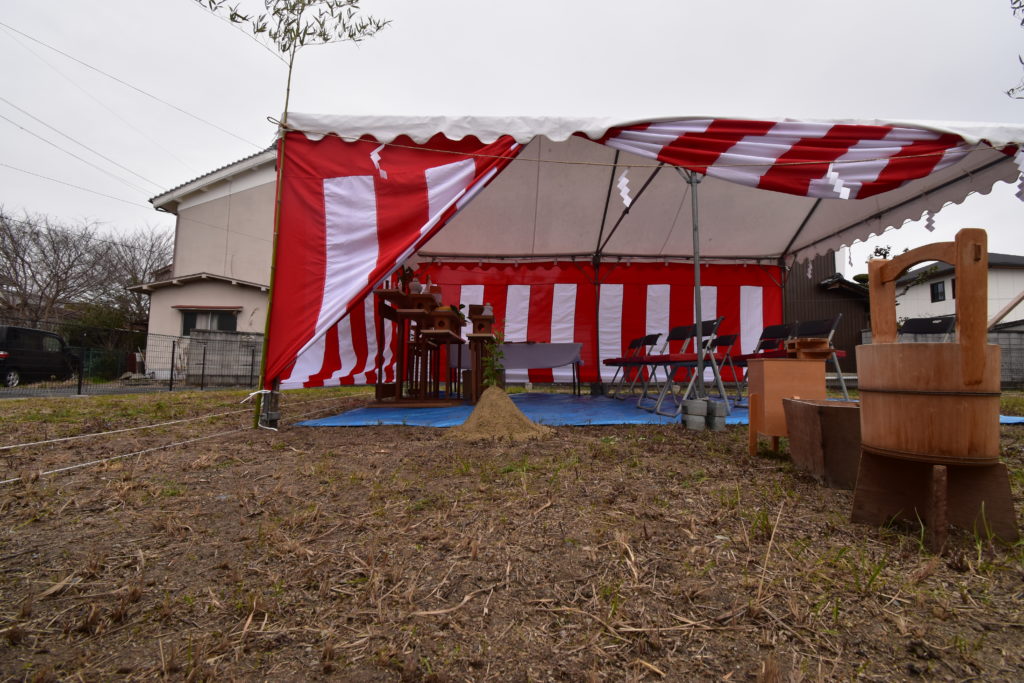 Ｎ様邸　地鎮祭　紅白テント